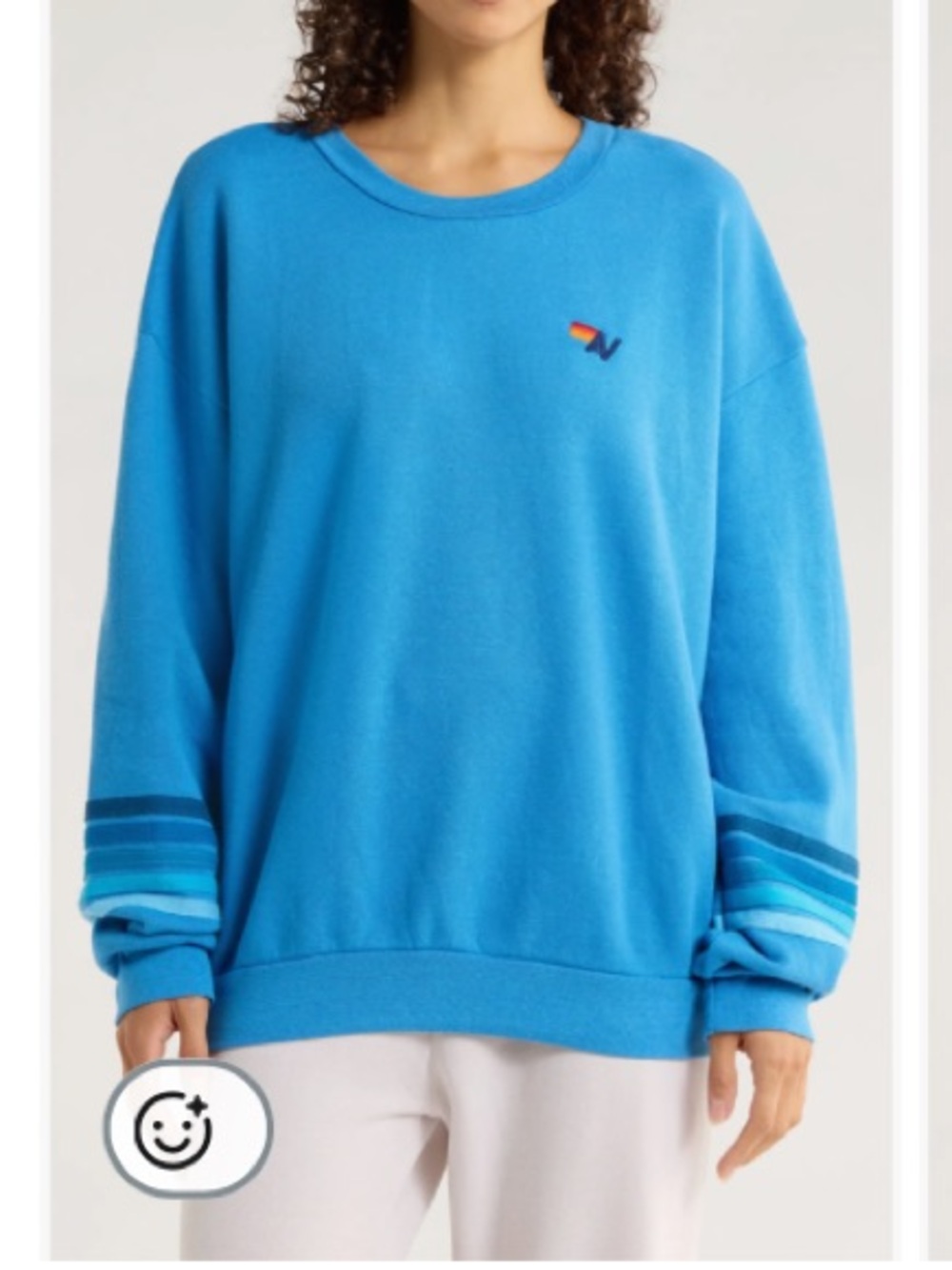 NWT AVIATOR NATION Rugby Stitch Sweatshirt Blue Size L